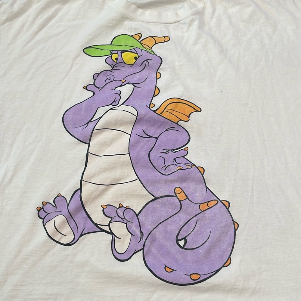 Vintage Disney Figment Dragon Epcot Double Sided Single Promo Cartoon T-Shirt